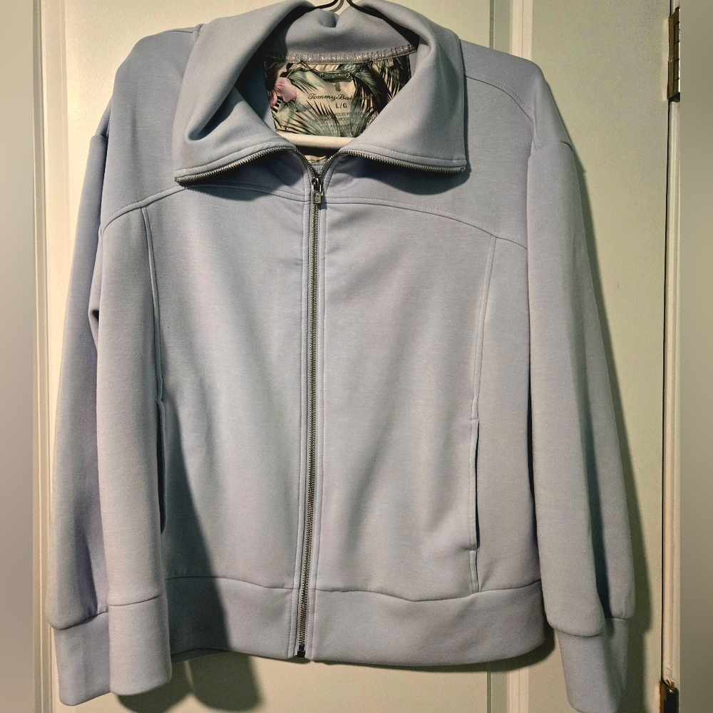 Tommy Bahama Light Blue Zip-Up Bomber Jacket